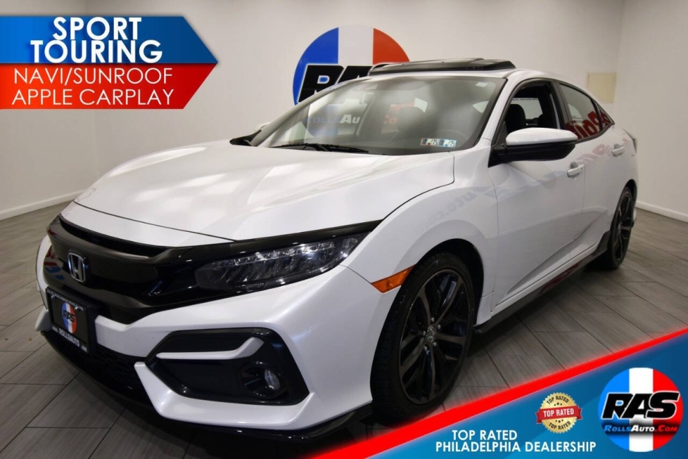 2021 Honda Civic Sport Touring 4dr Hatchback CVT, White, Mileage: 62,219 