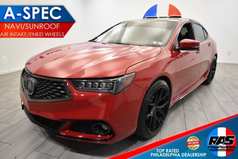 2018 Acura TLX SH AWD V6 w/Tech w/A SPEC 4dr Sedan w/Technology and A Package (Ebony Interior), Red, Mileage: 76,125 