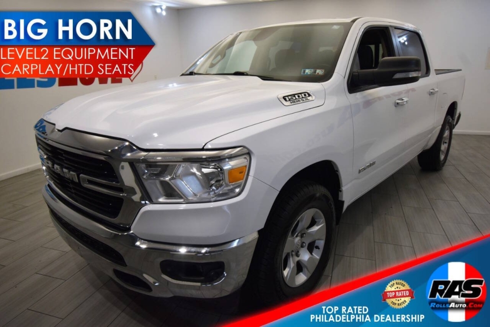 2019 RAM 1500 Big Horn 4x4 4dr Crew Cab 5.6 ft. SB Pickup, White, Mileage: 83,503 