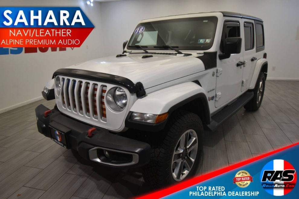 2018 Jeep Wrangler Unlimited Sahara 4x4 4dr SUV (midyear release), White, Mileage: 97,460 